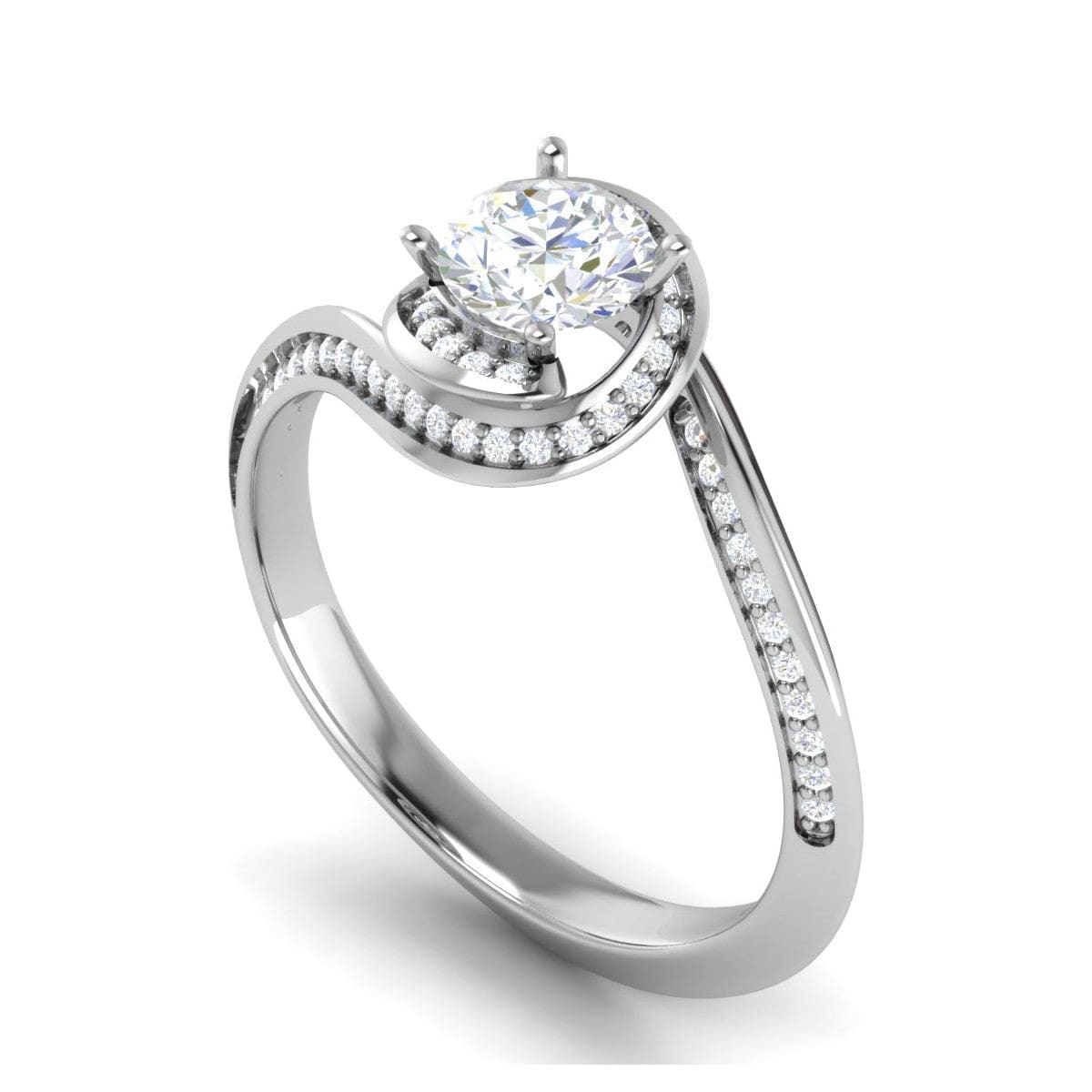 Jewelove™ Rings VS J / Women's Band only 0.30 cts Solitaire Diamond Twisted Shank Platinum Ring JL PT RP RD 113