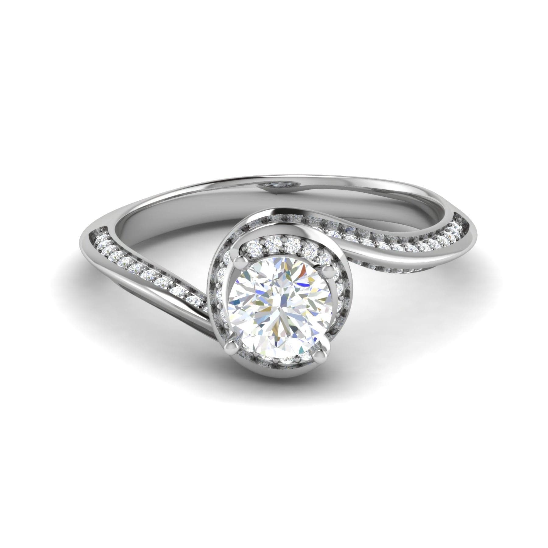 Jewelove™ Rings VS J / Women's Band only 0.30 cts Solitaire Diamond Twisted Shank Platinum Ring JL PT RP RD 113