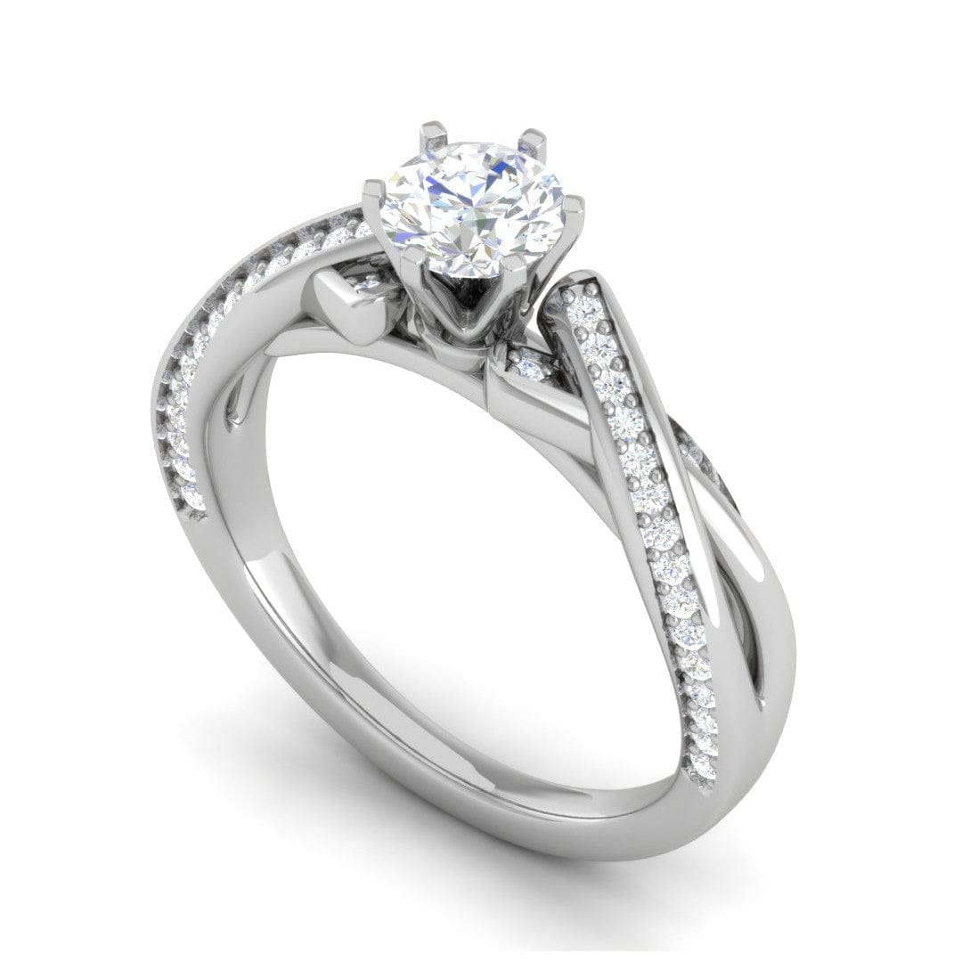 Jewelove™ Rings VS J / Women's Band only 0.30 cts Solitaire Diamond Twisted Shank Platinum Ring JL PT RP RD 119