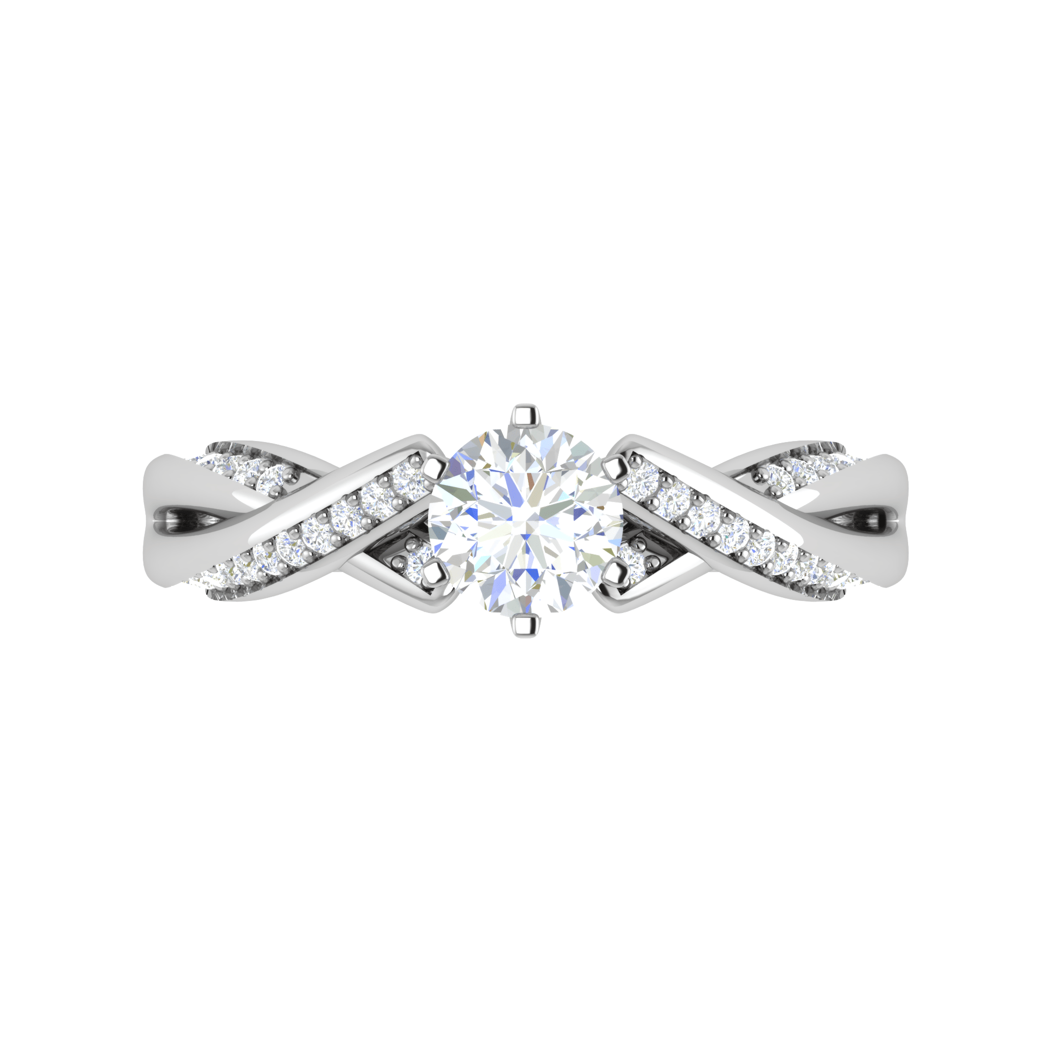 Jewelove™ Rings VS J / Women's Band only 0.30 cts Solitaire Diamond Twisted Shank Platinum Ring JL PT RP RD 119