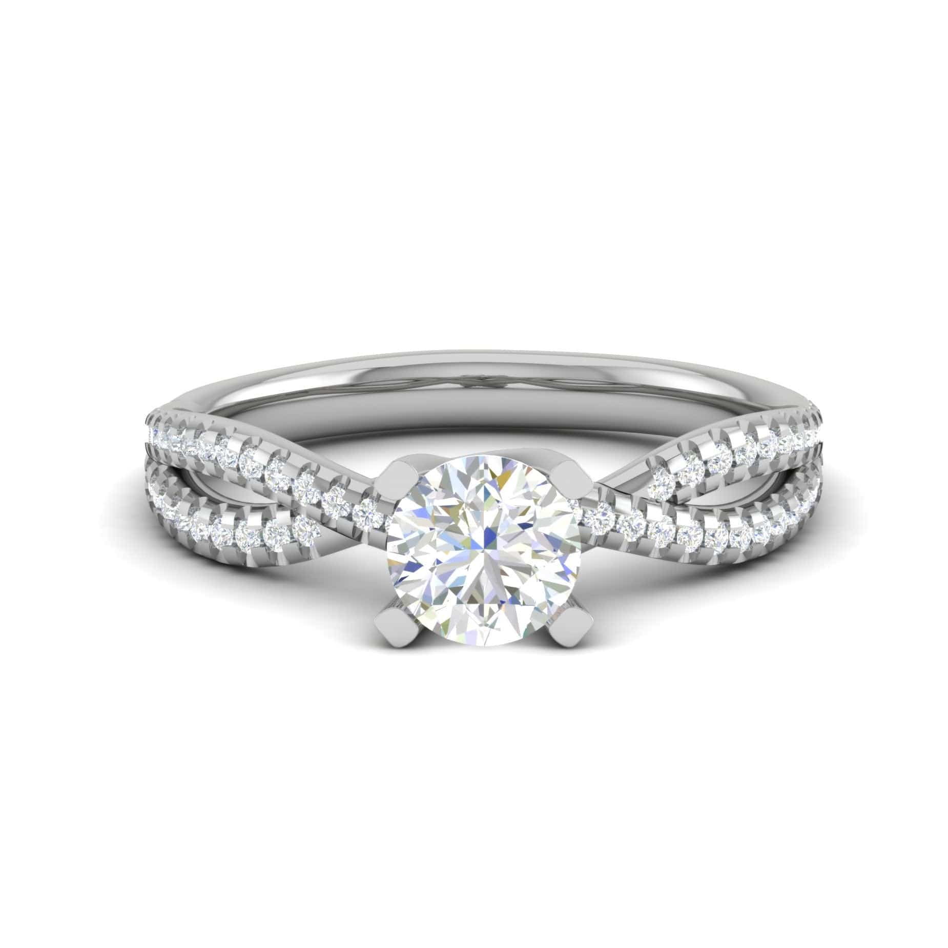 Jewelove™ Rings VS J / Women's Band only 0.30 cts Solitaire Diamond Twisted Shank Platinum Ring JL PT RP RD 172