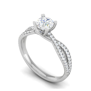 Jewelove™ Rings VS J / Women's Band only 0.30 cts Solitaire Diamond Twisted Shank Platinum Ring JL PT RP RD 172