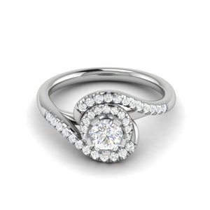 Jewelove™ Rings VS J / Women's Band only 0.30 cts Solitaire Double Halo Diamond Shank Platinum Ring JL PT RP RD 122