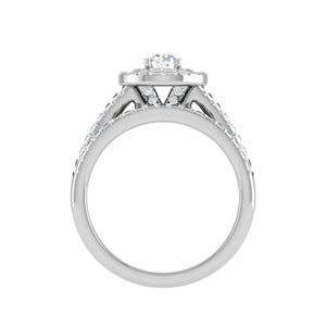 Jewelove™ Rings J VS / Women's Band only 0.30 cts Solitaire Double Halo Diamond Split Shank Platinum Ring JL PT MHD272