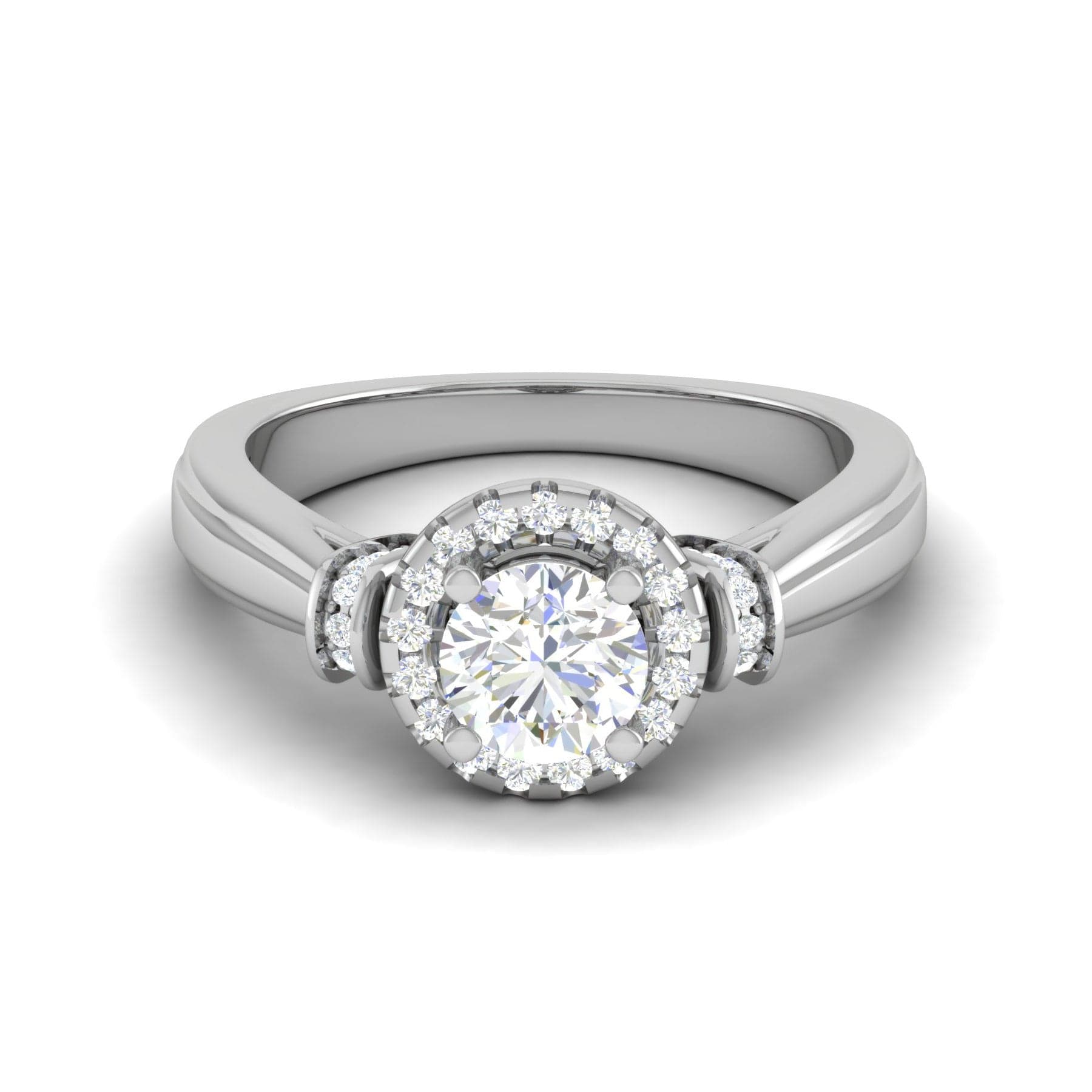 Jewelove™ Rings J VS / Women's Band only 0.30 cts Solitaire Halo Diamond Platinum Ring JL PT JRW2586MM-A