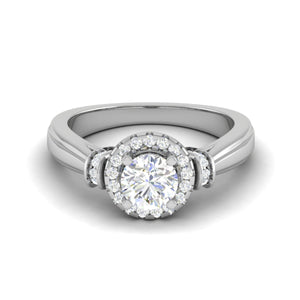 Jewelove™ Rings J VS / Women's Band only 0.30 cts Solitaire Halo Diamond Platinum Ring JL PT JRW2586MM-A