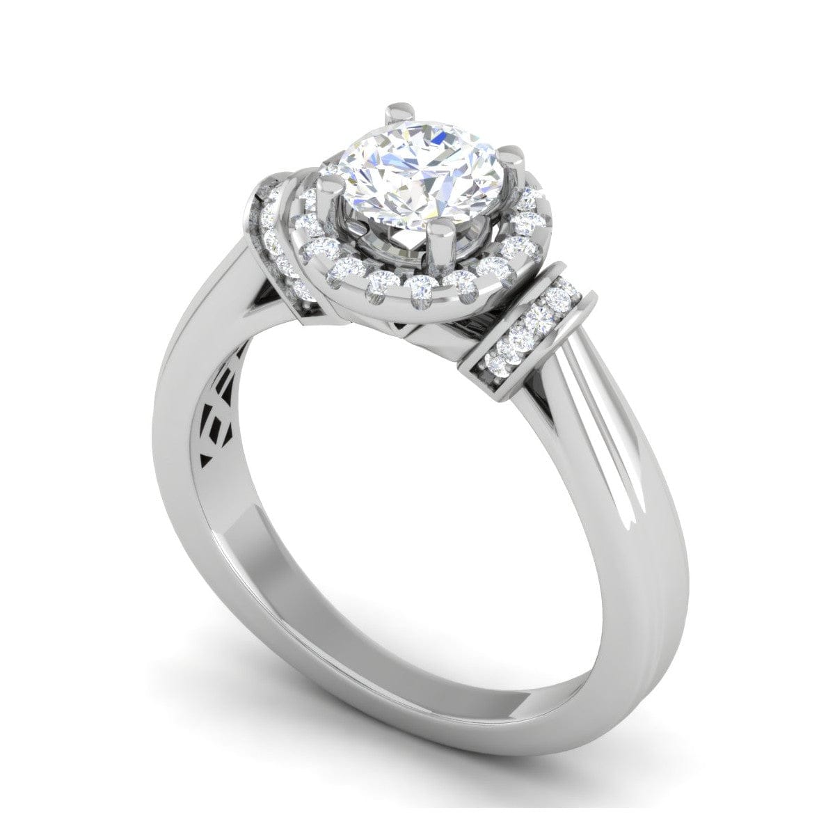 Jewelove™ Rings J VS / Women's Band only 0.30 cts Solitaire Halo Diamond Platinum Ring JL PT JRW2586MM-A