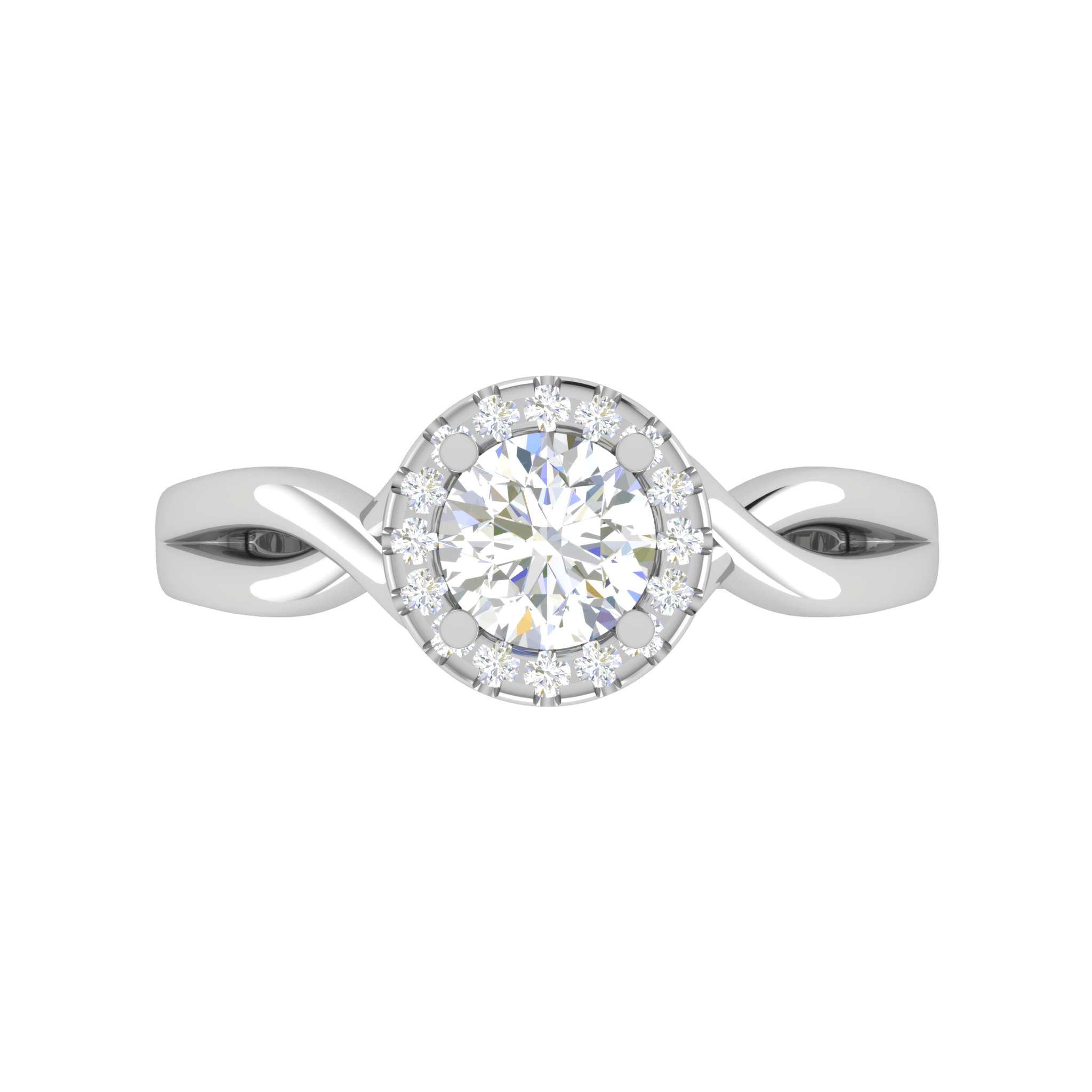 Jewelove™ Rings J VS / Women's Band only 0.30 cts Solitaire Halo Diamond Shank Platinum Ring JL PT JRW2596MM-A