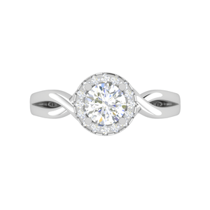 Jewelove™ Rings J VS / Women's Band only 0.30 cts Solitaire Halo Diamond Shank Platinum Ring JL PT JRW2596MM-A