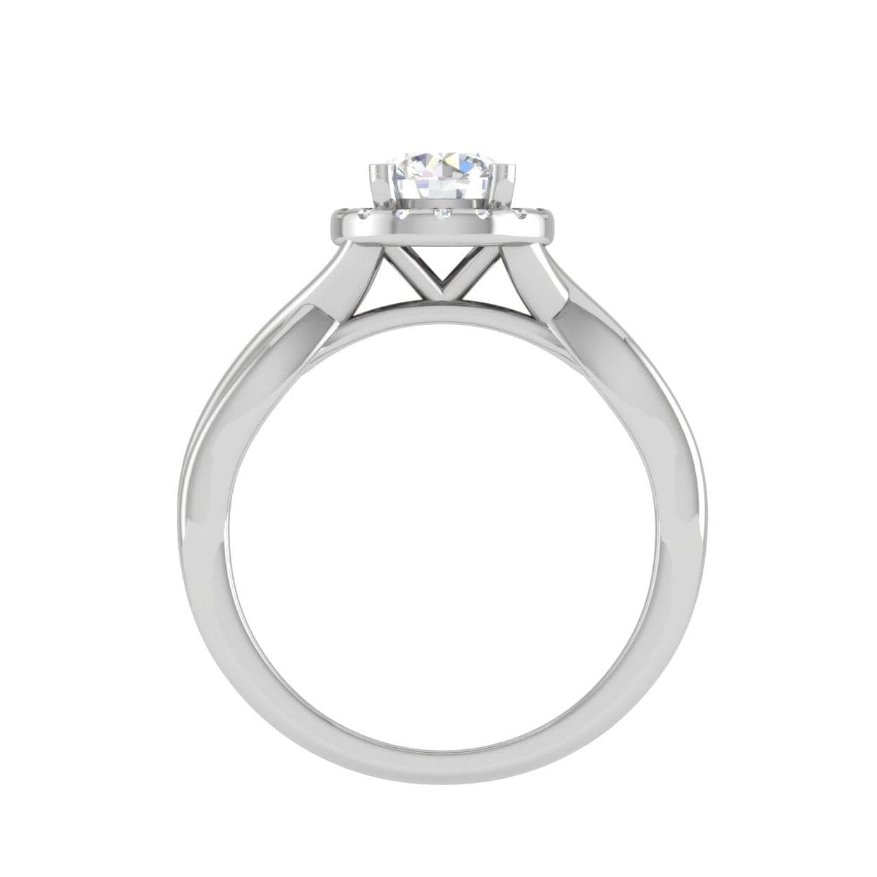 Jewelove™ Rings J VS / Women's Band only 0.30 cts Solitaire Halo Diamond Shank Platinum Ring JL PT JRW2596MM-A