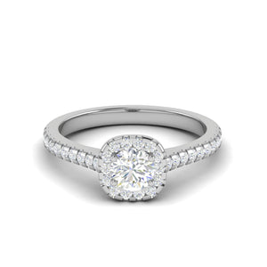 Jewelove™ Rings J VS / Women's Band only 0.30 cts Solitaire Halo Diamond Shank Platinum Ring JL PT RH RD 282