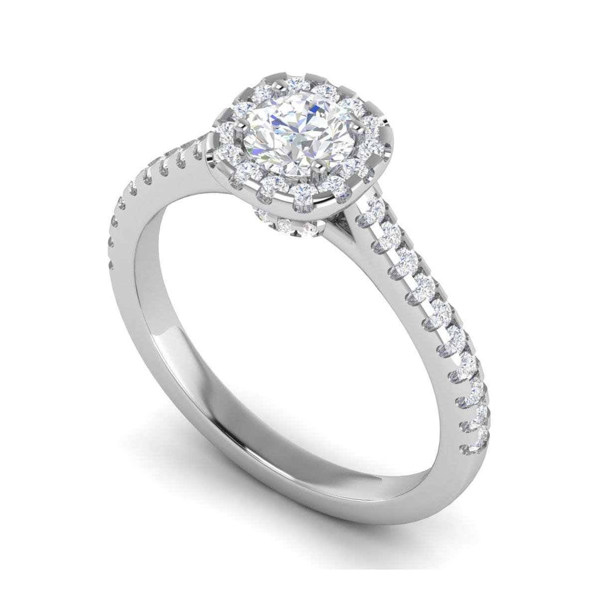 Jewelove™ Rings J VS / Women's Band only 0.30 cts Solitaire Halo Diamond Shank Platinum Ring JL PT RH RD 282