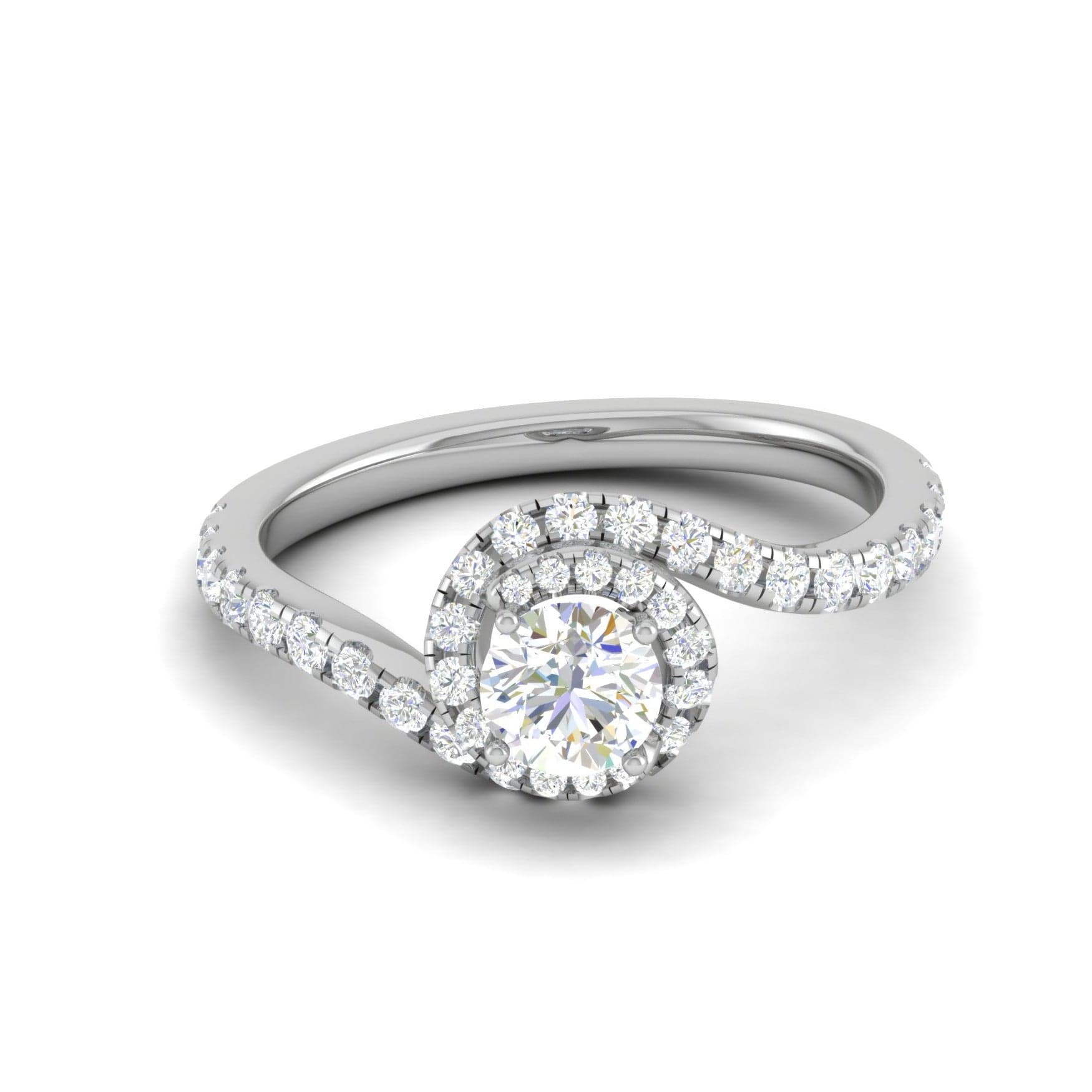 Jewelove™ Rings VS J / Women's Band only 0.30 cts Solitaire Halo Diamond Shank Platinum Ring JL PT RP RD 162