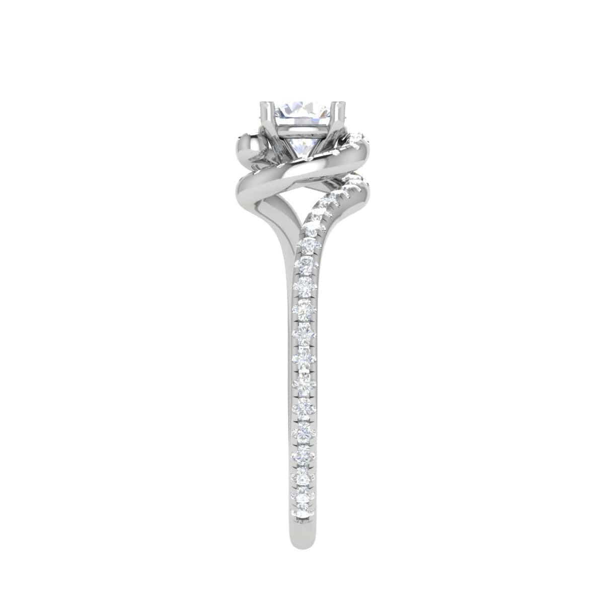 Jewelove™ Rings VS J / Women's Band only 0.30 cts Solitaire Halo Diamond Shank Platinum Ring JL PT RP RD 177