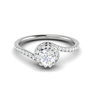 Jewelove™ Rings VS J / Women's Band only 0.30 cts Solitaire Halo Diamond Shank Platinum Ring JL PT RP RD 177