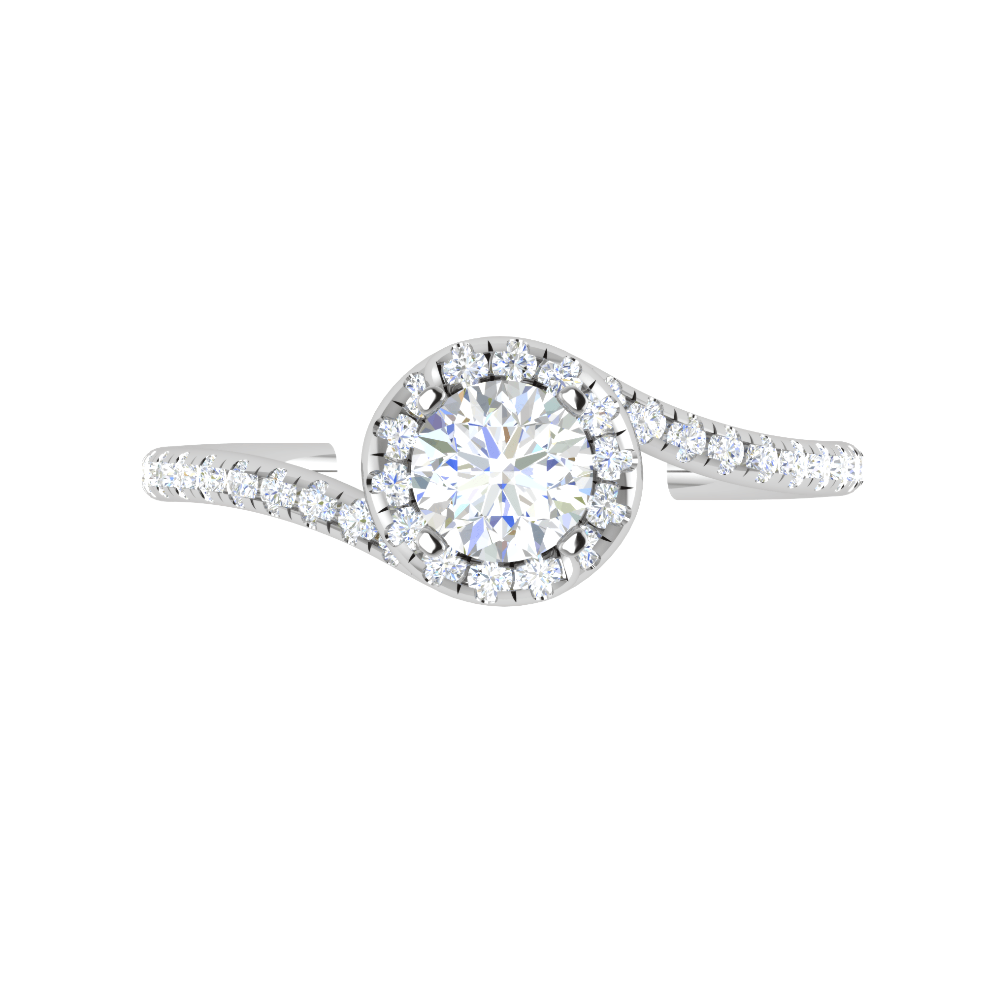 Jewelove™ Rings VS J / Women's Band only 0.30 cts Solitaire Halo Diamond Shank Platinum Ring JL PT RP RD 177