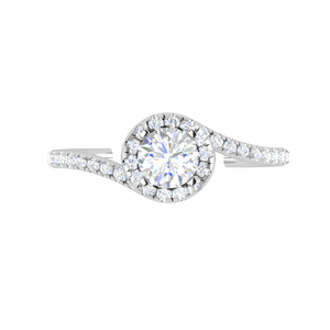 Jewelove™ Rings VS J / Women's Band only 0.30 cts Solitaire Halo Diamond Shank Platinum Ring JL PT RP RD 177