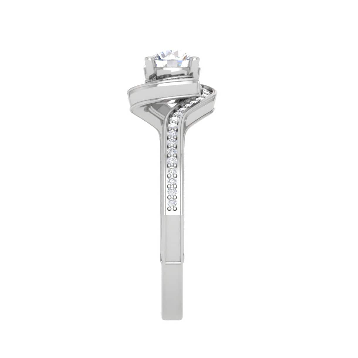 Jewelove™ Rings VS J / Women's Band only 0.30 cts Solitaire Halo Diamond Shank Platinum Ring JL PT RP RD 178