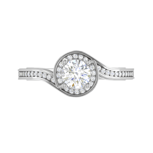 Jewelove™ Rings VS J / Women's Band only 0.30 cts Solitaire Halo Diamond Shank Platinum Ring JL PT RP RD 178