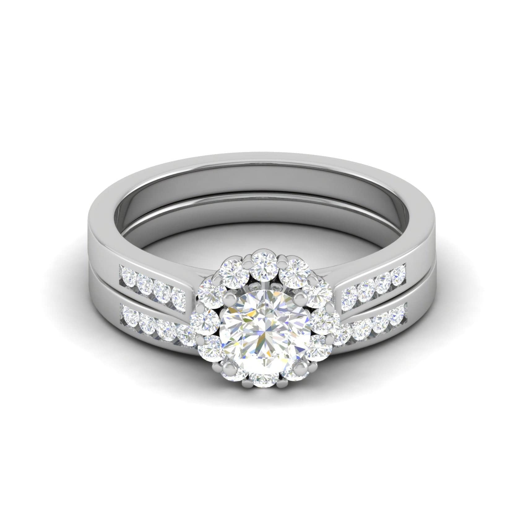 Jewelove™ Rings J VS / Women's Band only 0.30 cts Solitaire Halo Diamond Split Shank Platinum Ring JL PT RH RD 302