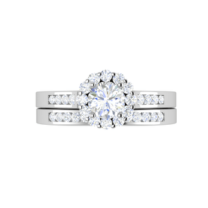 Jewelove™ Rings J VS / Women's Band only 0.30 cts Solitaire Halo Diamond Split Shank Platinum Ring JL PT RH RD 302