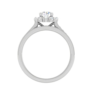 Jewelove™ Rings J VS / Women's Band only 0.30 cts Solitaire Halo Diamond Split Shank Platinum Ring JL PT RH RD 302