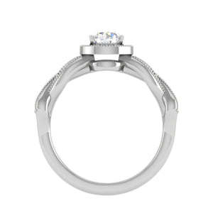 Jewelove™ Rings VS J / Women's Band only 0.30 cts Solitaire Halo Diamond Twisted Shank Platinum Ring for Women JL PT RV RD 131