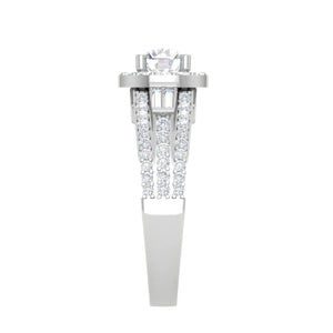 Jewelove™ Rings J VS / Women's Band only 0.30 cts. Solitaire Halo Split Shank with Baguette Diamond Platinum Engagement Ring JL PT WB5997E