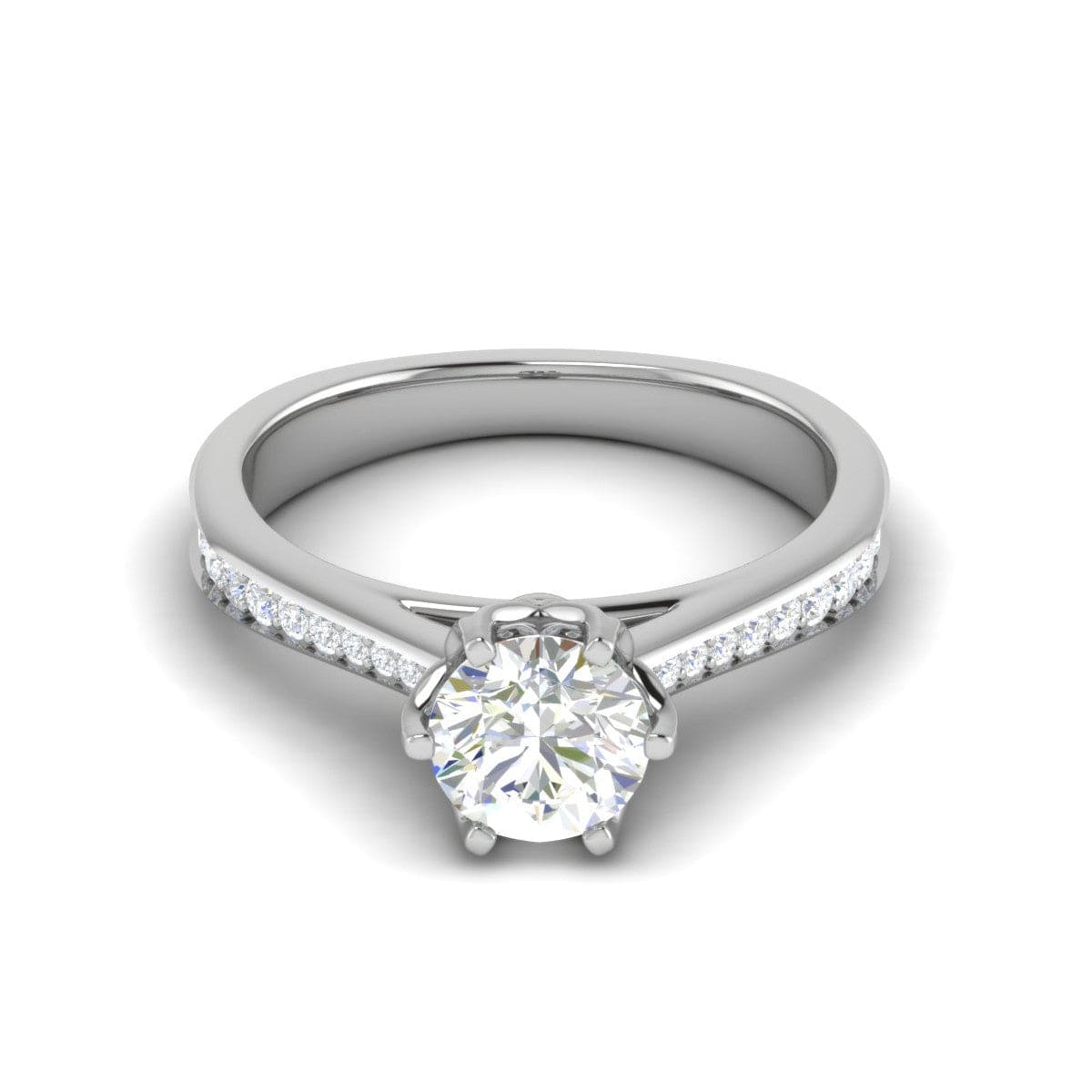 Jewelove™ Rings J VS / Women's Band only 0.30 cts. Solitaire Platinum Diamond Shank Engagement Ring JL PT RV RD 108