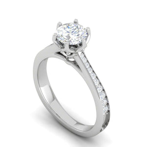 Jewelove™ Rings J VS / Women's Band only 0.30 cts. Solitaire Platinum Diamond Shank Engagement Ring JL PT RV RD 108