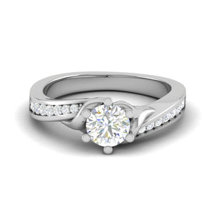 Jewelove™ Rings J VS / Women's Band only 0.30 cts. Solitaire Platinum Diamond Shank Engagement Ring JL PT WB6004E