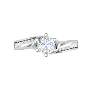 Jewelove™ Rings J VS / Women's Band only 0.30 cts. Solitaire Platinum Diamond Shank Engagement Ring JL PT WB6004E