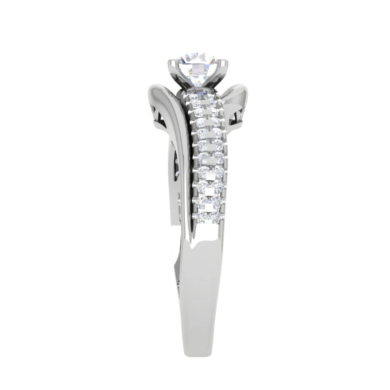 Jewelove™ Rings J VS / Women's Band only 0.30 cts. Solitaire Platinum Diamond Split Shank Engagement Ring JL PT WB6005E