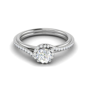 Jewelove™ J VS / Women's Band only 0.30 cts Solitaire Platinum Halo Diamond Shank Ring JL PT PR RD 176-A