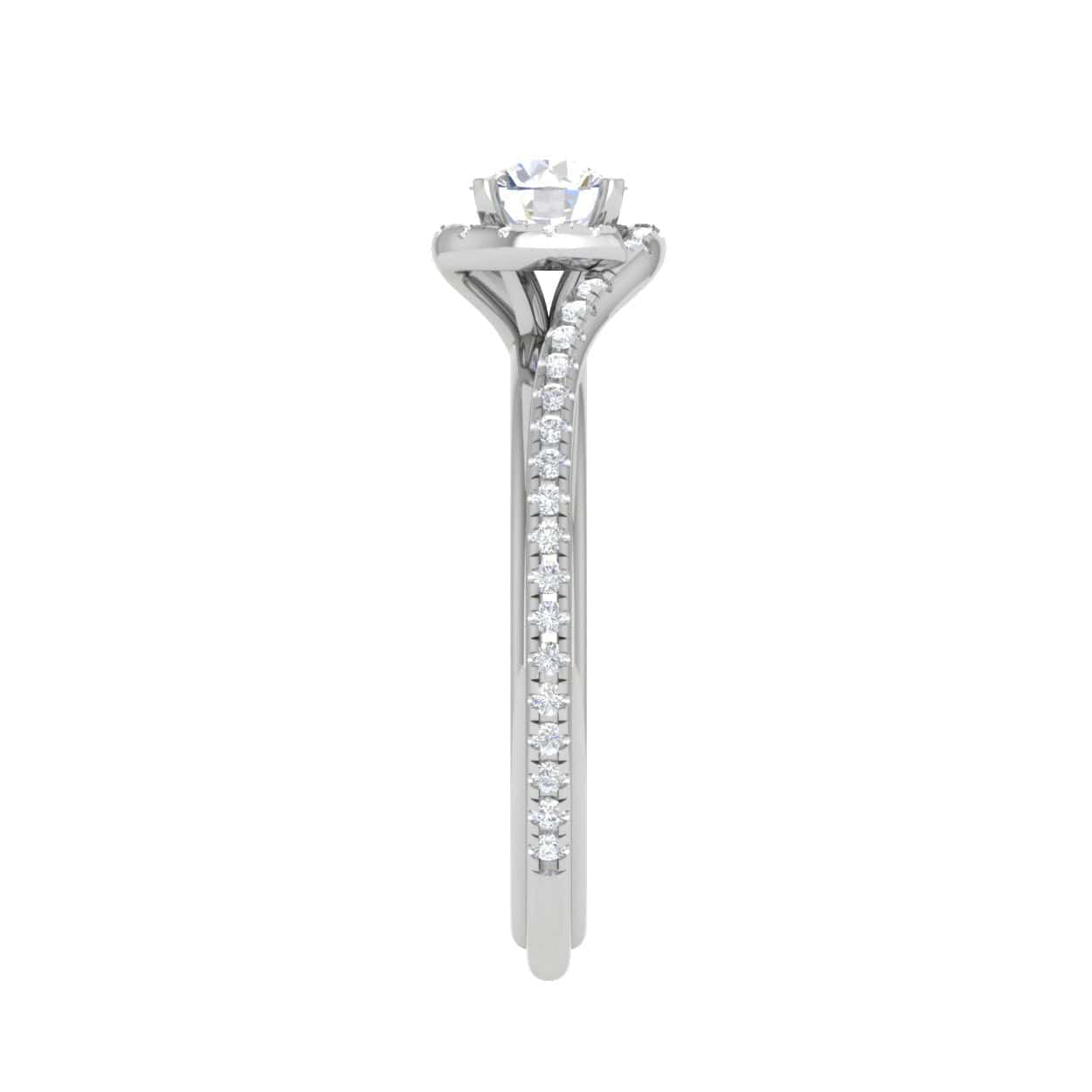 Jewelove™ J VS / Women's Band only 0.30 cts Solitaire Platinum Halo Diamond Shank Ring JL PT PR RD 176-A