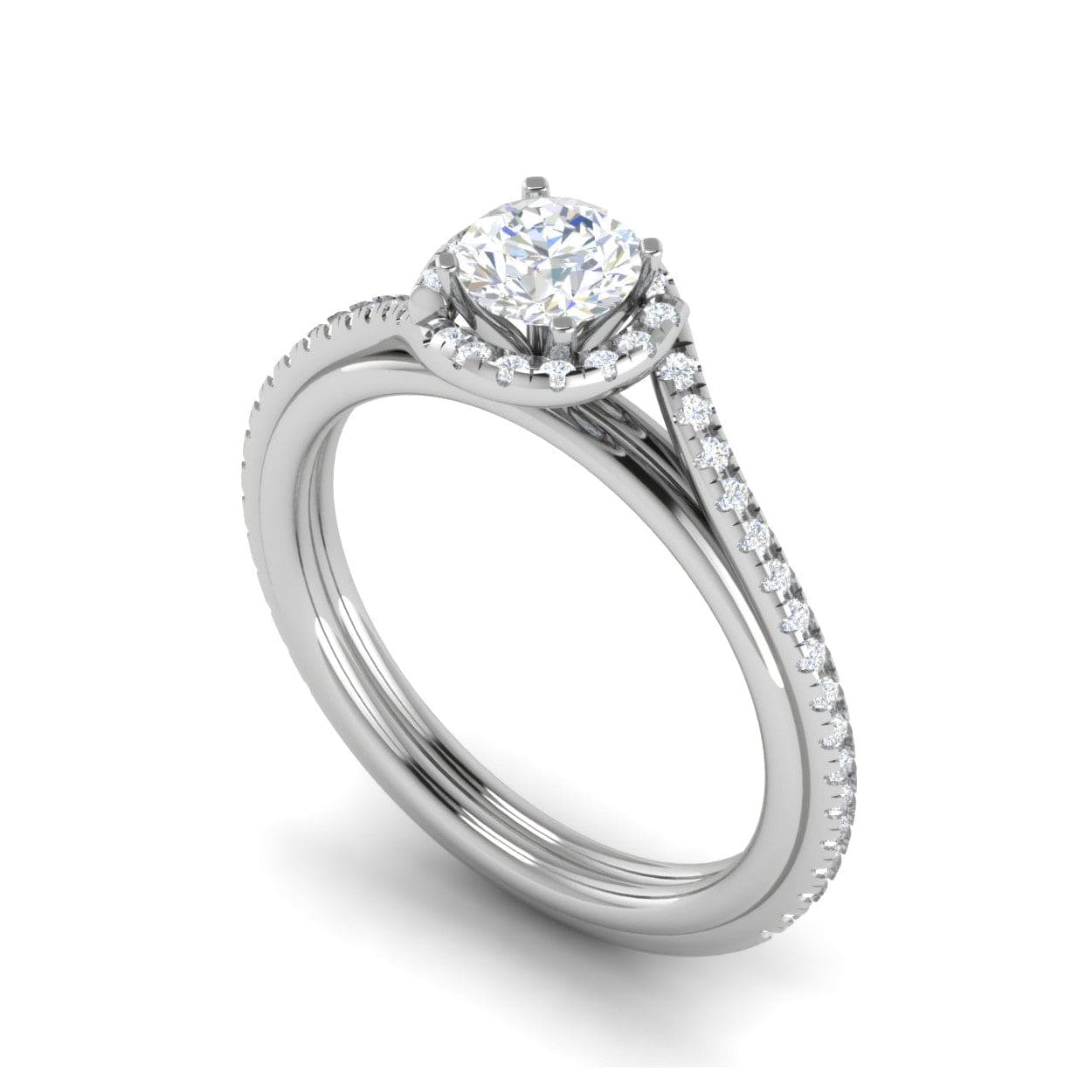 Jewelove™ J VS / Women's Band only 0.30 cts Solitaire Platinum Halo Diamond Shank Ring JL PT PR RD 176-A