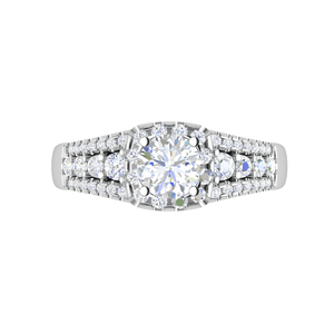 Jewelove™ Rings J VS / Women's Band only 0.30 cts. Solitaire Platinum Halo Diamond Split Shank Engagement Ring JL PT WB6016