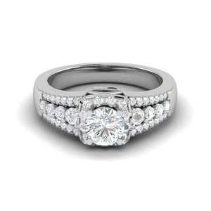 Jewelove™ Rings J VS / Women's Band only 0.30 cts. Solitaire Platinum Halo Diamond Split Shank Engagement Ring JL PT WB6016