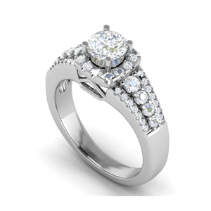 Jewelove™ Rings J VS / Women's Band only 0.30 cts. Solitaire Platinum Halo Diamond Split Shank Engagement Ring JL PT WB6016