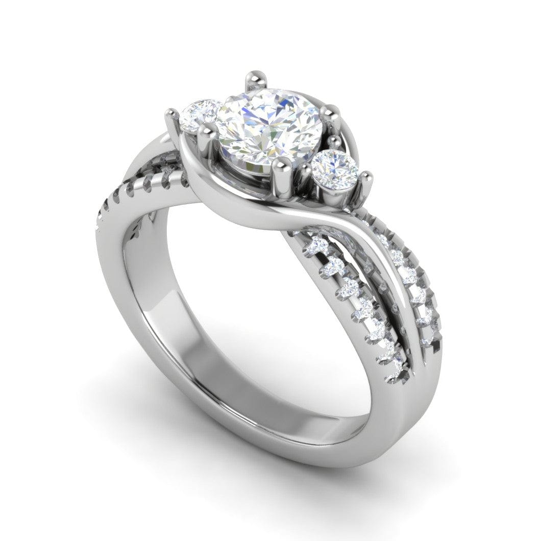 Jewelove™ Rings J VS / Women's Band only 0.30 cts. Solitaire Platinum Split Shank Diamond Engagement Ring JL PT WB6002E