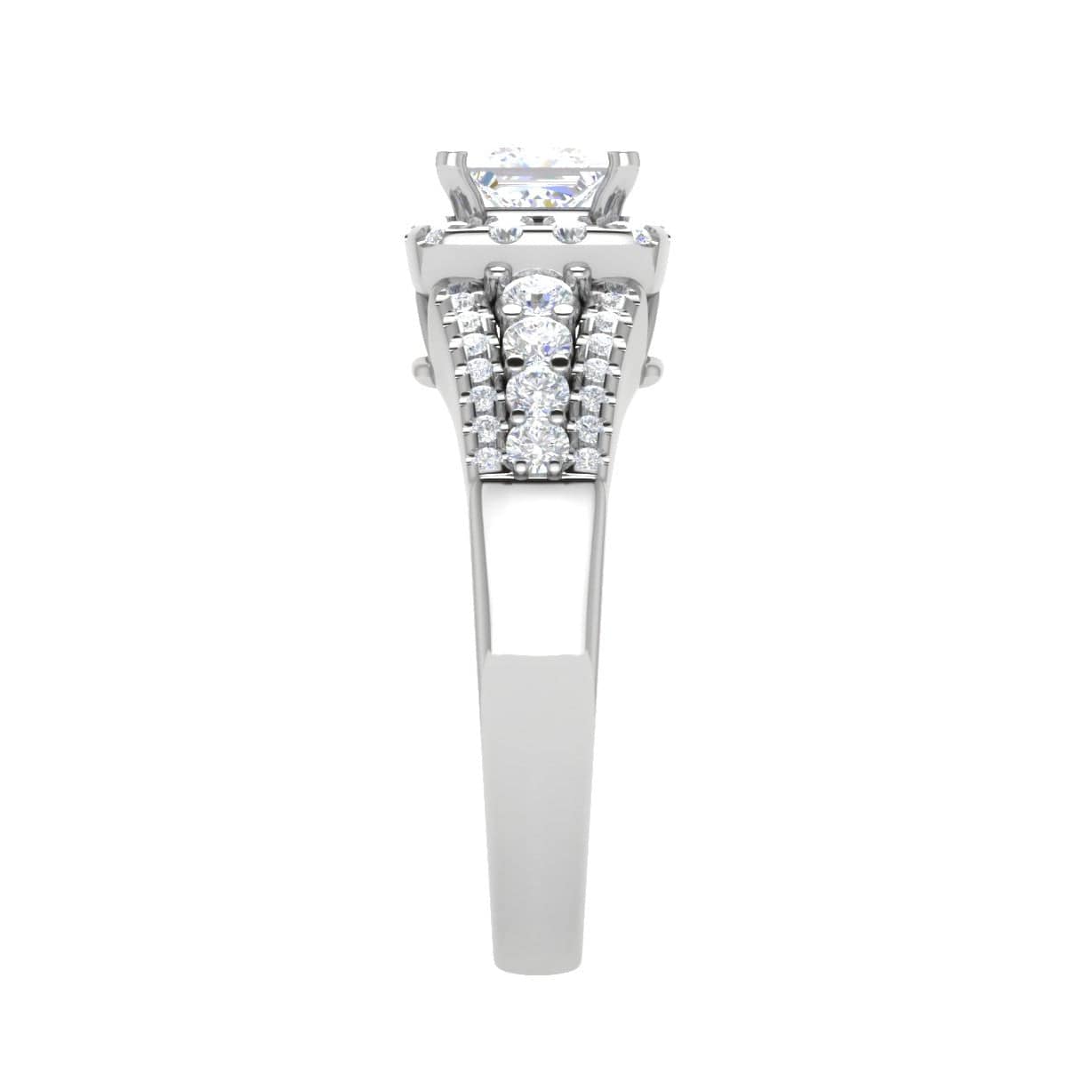 Jewelove™ Rings I VS / Women's Band only 0.30 cts. Solitaire Platinum Square Halo Diamond Split Shank Engagement Ring JL PT WB6015