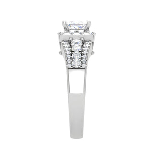 Jewelove™ Rings I VS / Women's Band only 0.30 cts. Solitaire Platinum Square Halo Diamond Split Shank Engagement Ring JL PT WB6015