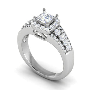 Jewelove™ Rings I VS / Women's Band only 0.30 cts. Solitaire Platinum Square Halo Diamond Split Shank Engagement Ring JL PT WB6015