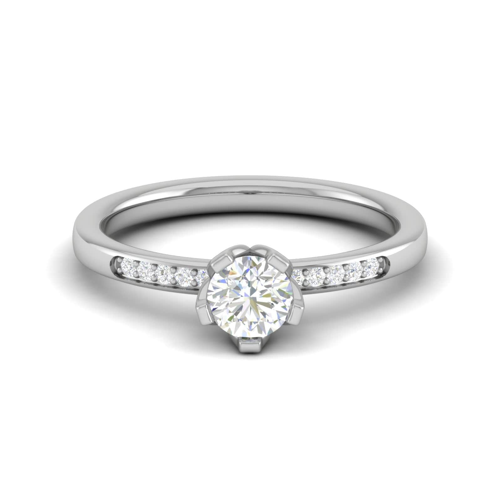 Jewelove™ Rings VS J / Women's Band only 0.30 cts Solitaire Shank Diamond Platinum Ring JL PT RP RD 191