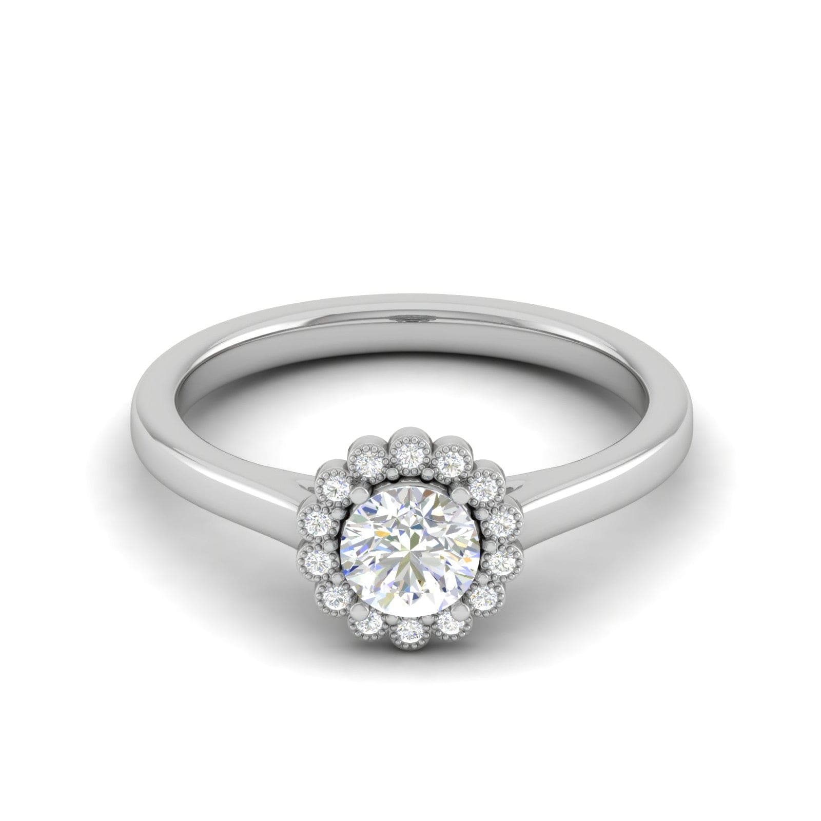 Jewelove™ Rings VS J / Women's Band only 0.30 cts Solitaire Single Halo Diamond Platinum Ring for Women JL PT RV RD 133