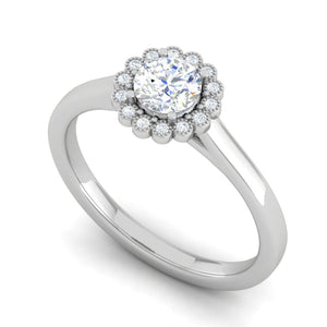 Jewelove™ Rings VS J / Women's Band only 0.30 cts Solitaire Single Halo Diamond Platinum Ring for Women JL PT RV RD 133