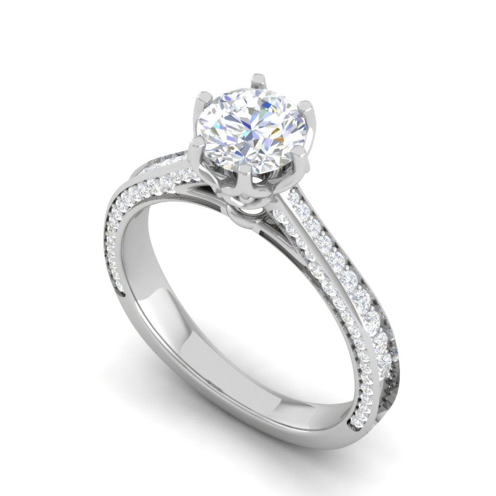 Jewelove™ Rings VS J / Women's Band only 0.30 cts Solitaire Split Diamond Shank Platinum Ring for Women JL PT RV RD 109