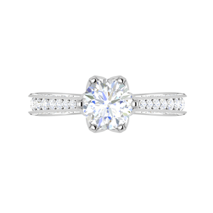 Jewelove™ Rings VS J / Women's Band only 0.30 cts Solitaire Split Diamond Shank Platinum Ring for Women JL PT RV RD 109