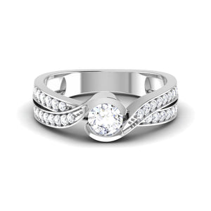 Jewelove™ Rings J VS / Women's Band only 0.30 cts. Solitaire Split Shank Diamond Platinum Engagement Ring for Women JL PT RP PR 131