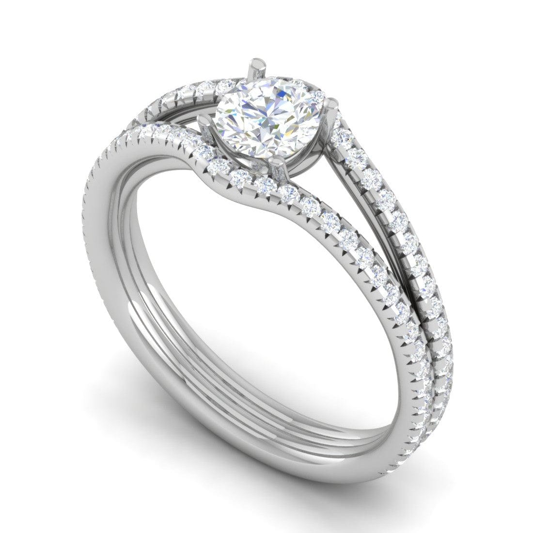 Jewelove™ Rings VS J / Women's Band only 0.30 cts Solitaire Split Shank Diamond Platinum Ring JL PT RP RD 188